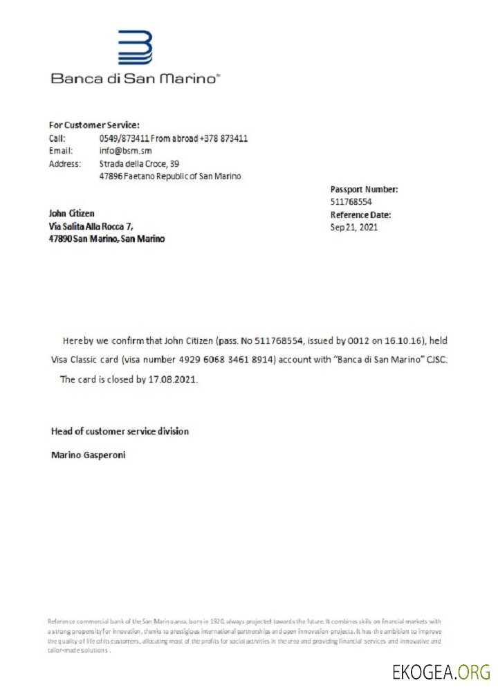 Référence Saint , Marin , Banca di San Marino , closure